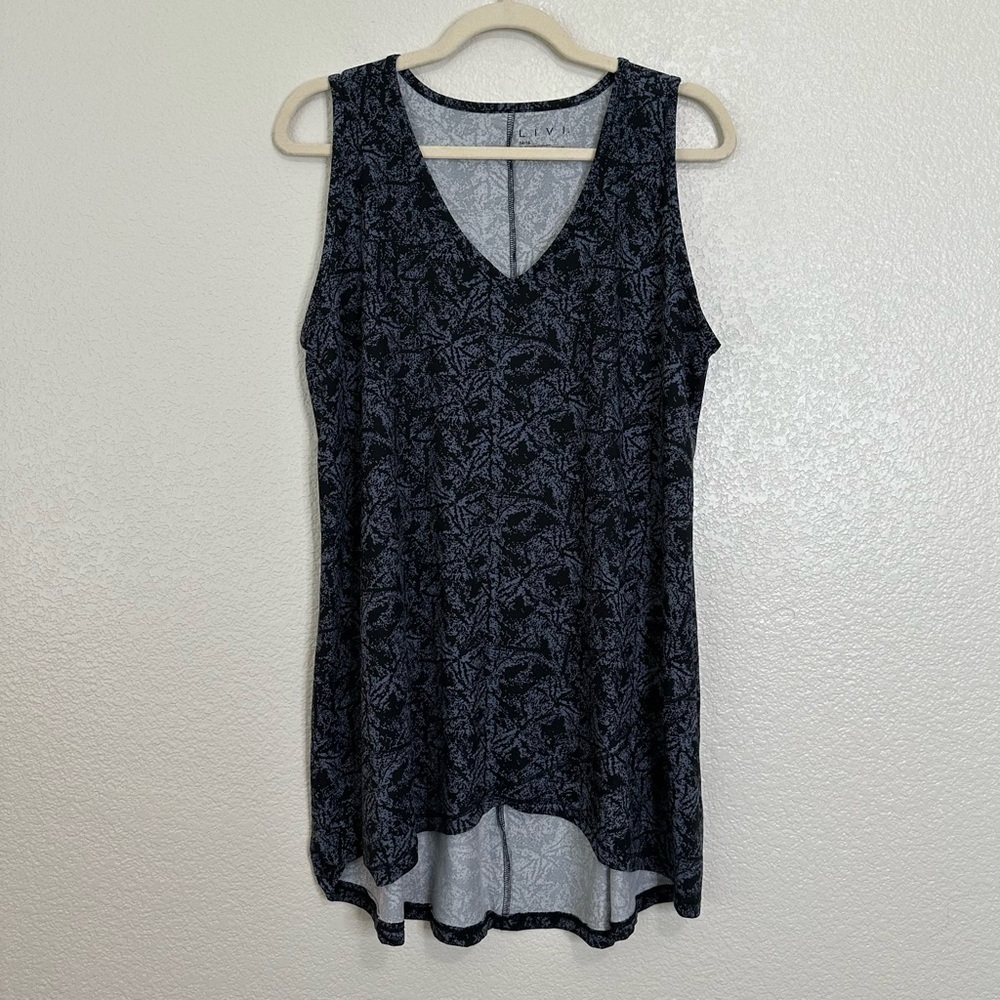 Lane Bryant Livi Active Black Gray High-Low Tank Top, Size 14/16
